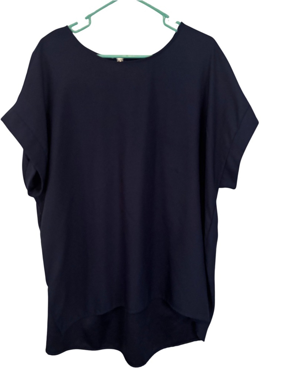 3/$20 Essentials by ABS Navy Blue Short-Sleeve High Low Tunic